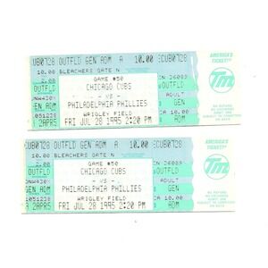 Chicago Cubs vs Philadelphia Phillies Unused Baseball Tickets from 7/28/1995